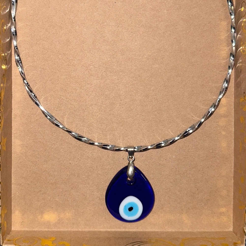 Blue Evil Eye Glass Pendant Mal de Ojo
